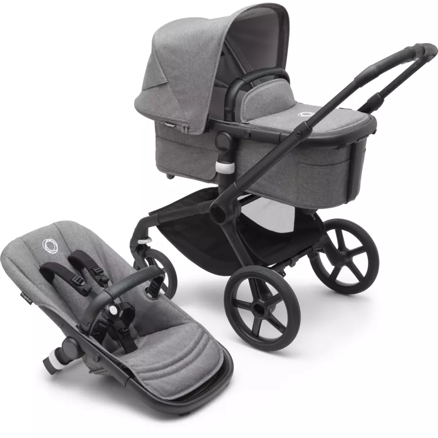 bugaboo Kinderwagen Fox 5 mit Liegewanne und Sitz BlackGrey Melange