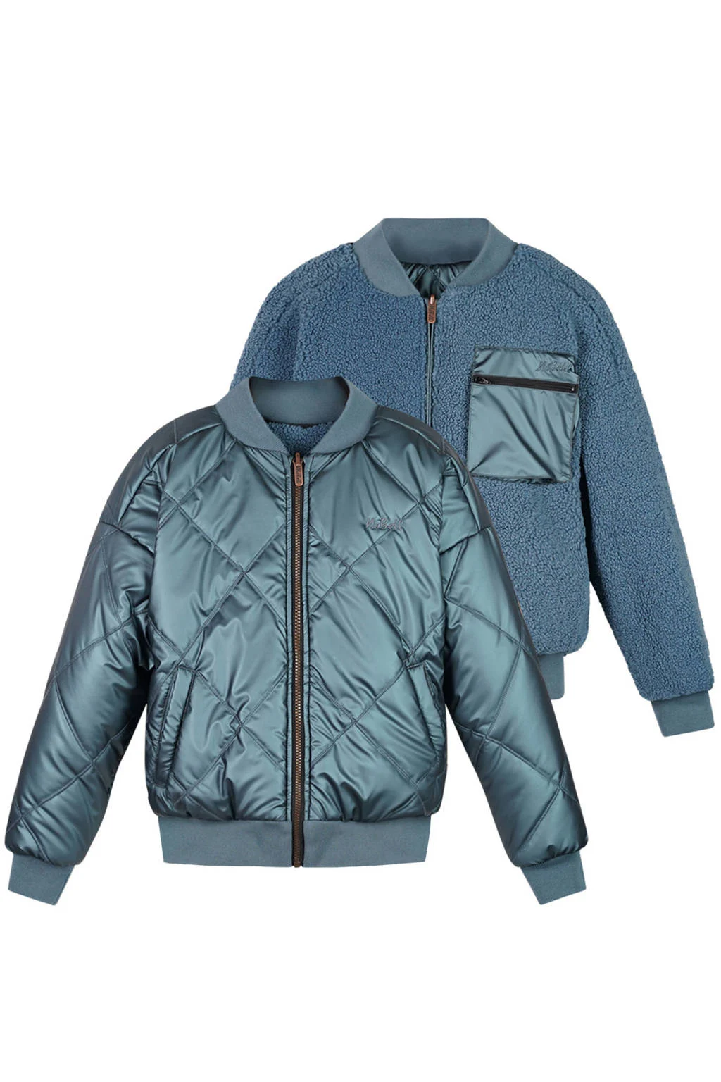 NoBell’ teddy reversible bomberjack blauw