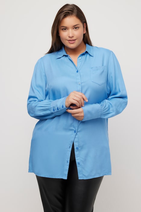 Bluse, Oversized, Hemdkragen, Langarm
