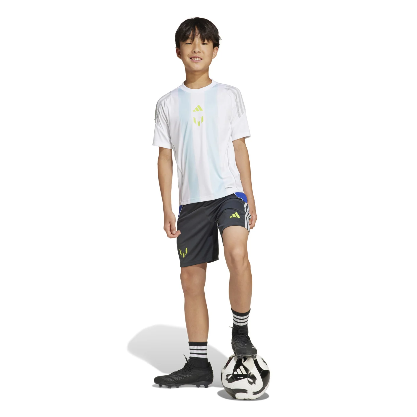 Adidas Messi Trainingsbroekje Kids Donkergrijs Neongeel Blauw