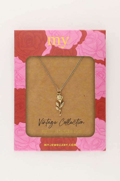 Vintage ketting met platte roos