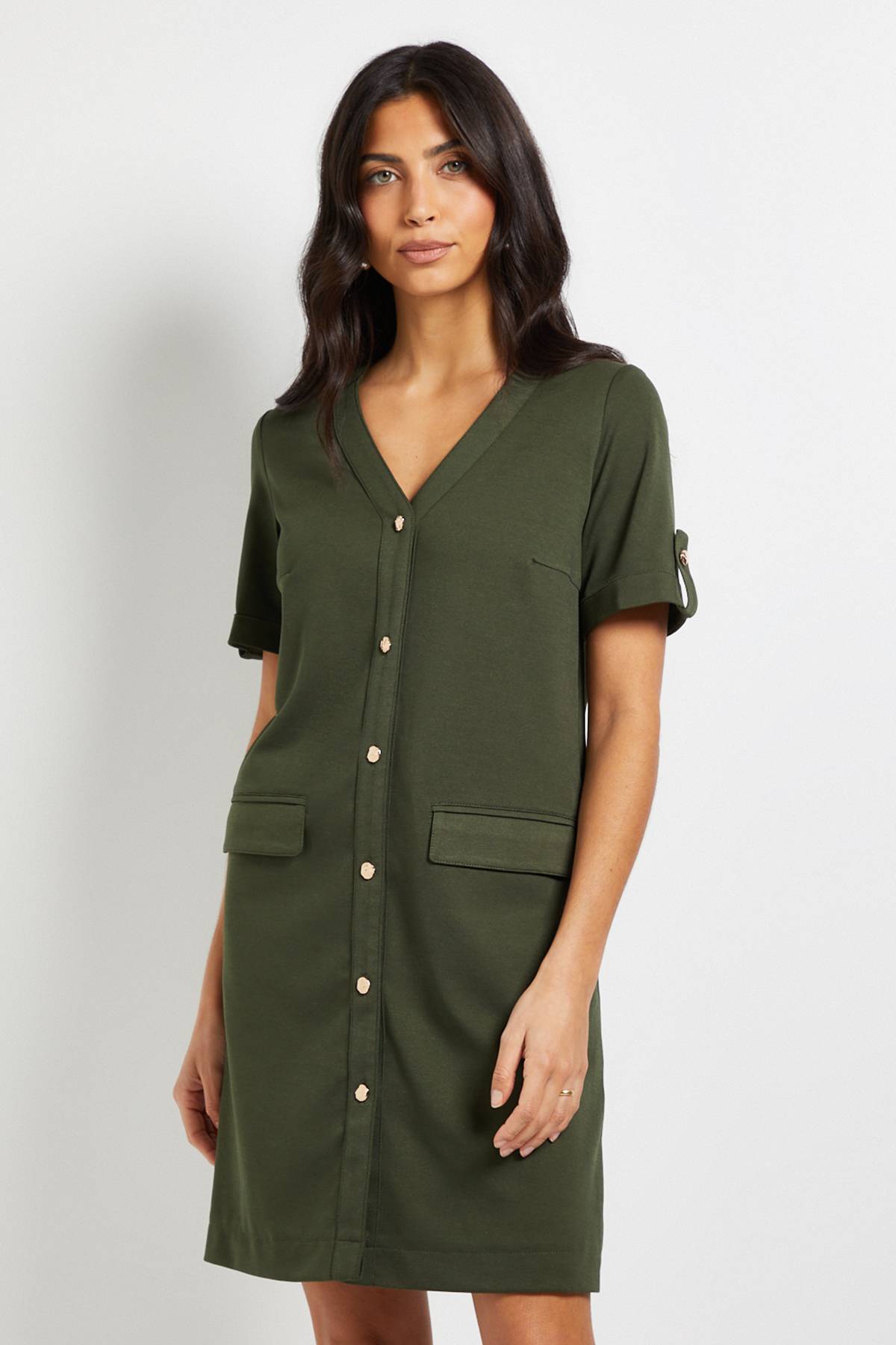 Wallis Robe Droite Boutonnée En Jersey Ponte