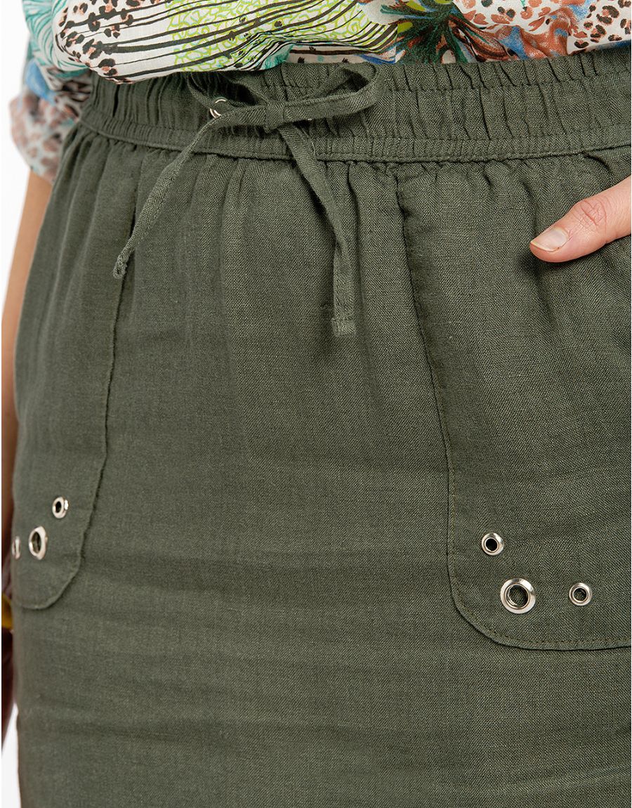 Jupe légère en lin kaki