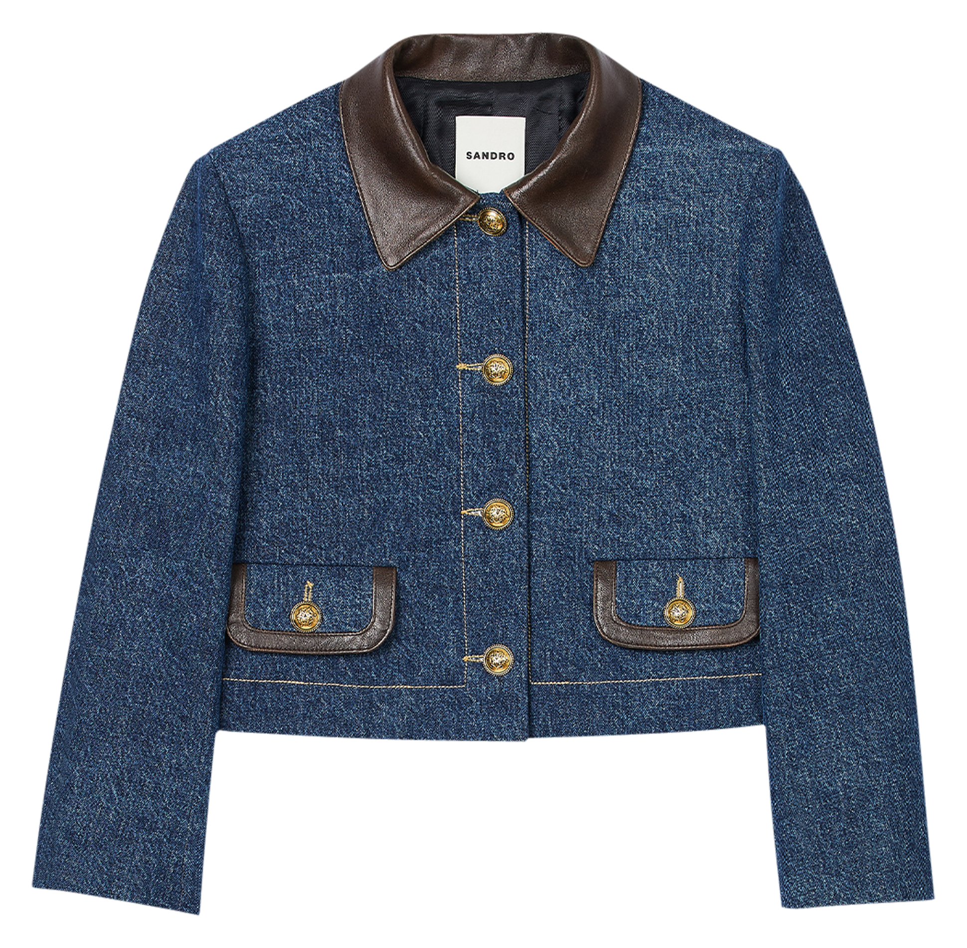 Veste col classique droite en coton | Bleu