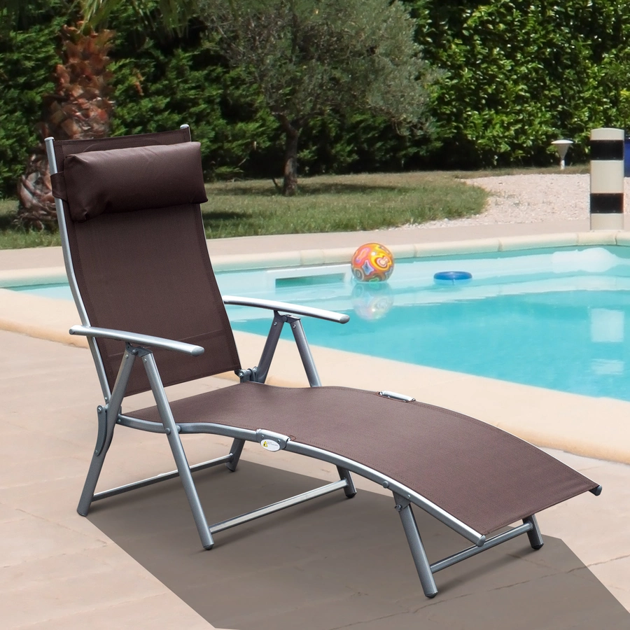 Outsunny Gartenliege mit Kissen braun
