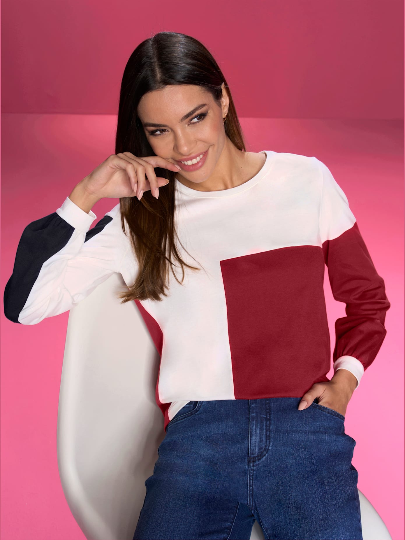 T-shirt motif color block tendance