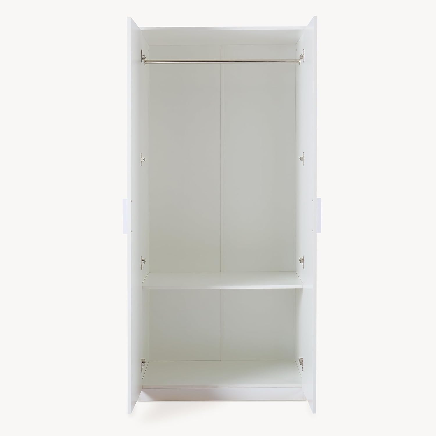 [en.casa] Kleiderschrank Eiselfing Schrank mit 2 Türen Garderobenschrank 176 x 80 x 52 cm Schlafzimmerschrank 1 Kleiderstange 1 Fach Weiß