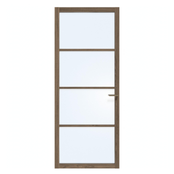 Arne & Bodil binnendeur ABE100 blank glas - donker eiken houtlook afwerking