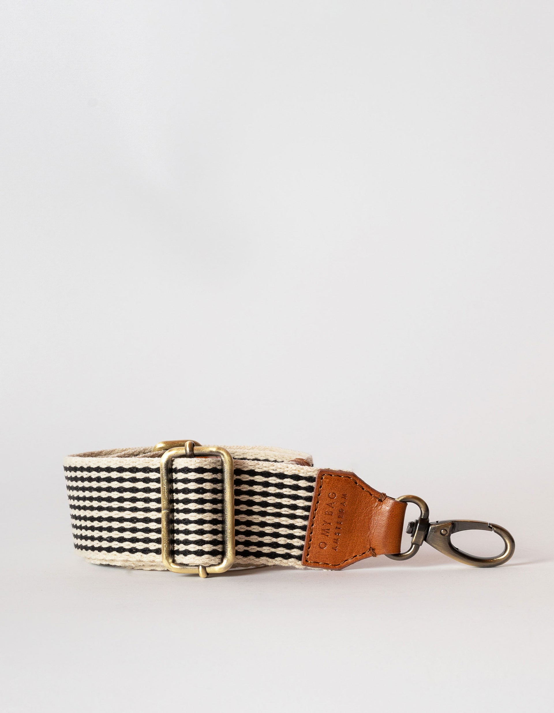 Bum Bag Checkered Webbing Strap - Cognac Stromboli Leather