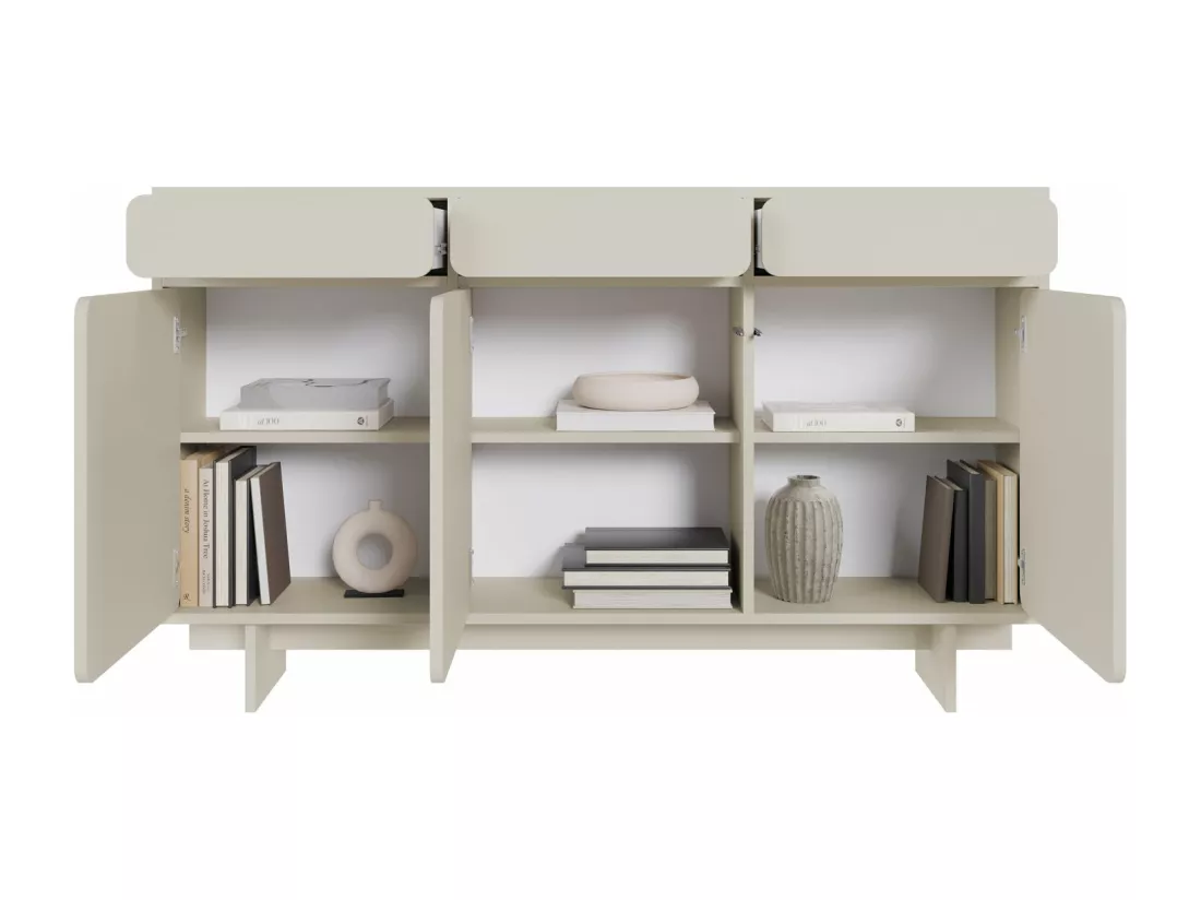 Buffet - 150 cm - 3 portes - 3 tiroirs- grège - WUWU