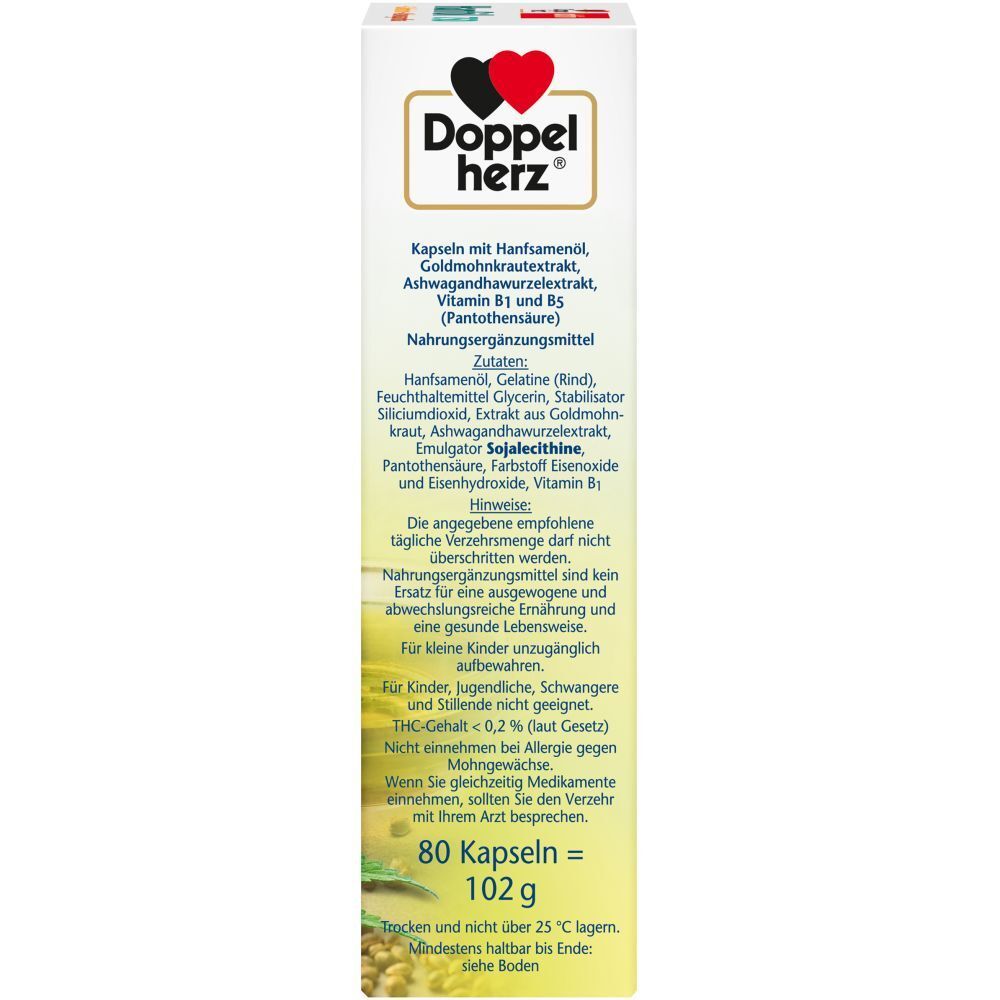 Doppelherz Hanföl 750 + Goldmohn + Ashwagandha - 80 Kapseln