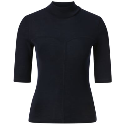 Damen-Halbarmshirt Schurwolle, Dunkelblau