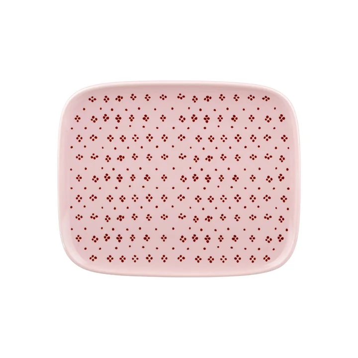 Marimekko - Oiva Muija Teller, 15 x 12 cm, rosa / kastanienbraun