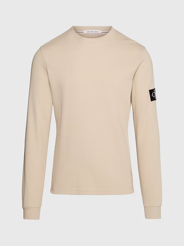 Camiseta de manga comprida com modelagem slim e padrão favo de mel
