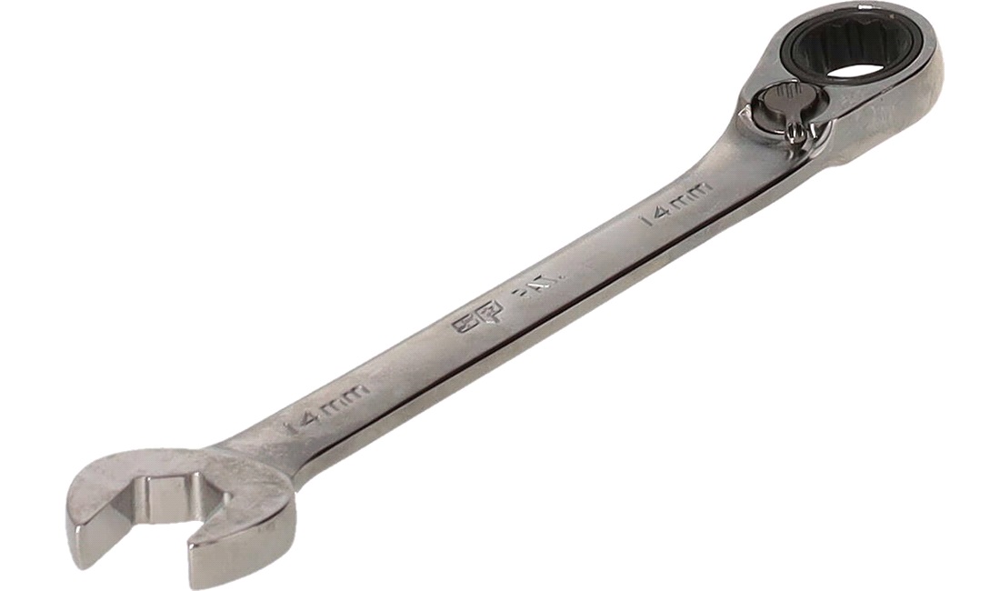 Ringgaffelnøgle 14mm m/skralde vendbar