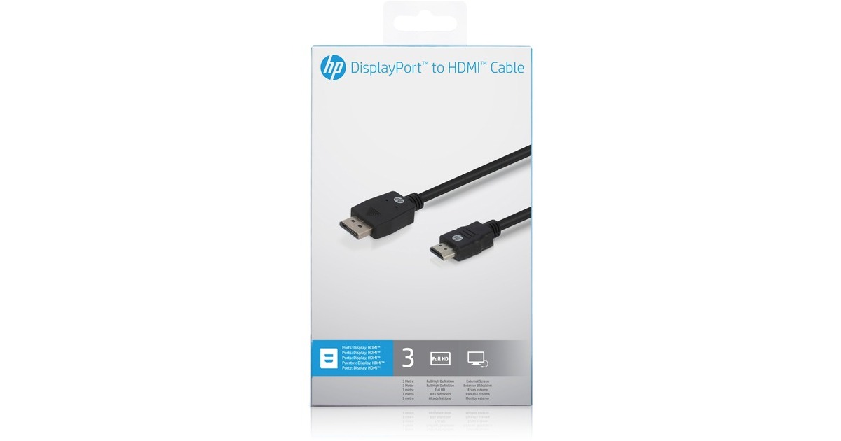 HPDisplayPort naar HDMI kabel, 3 m adapter  (Zwart)