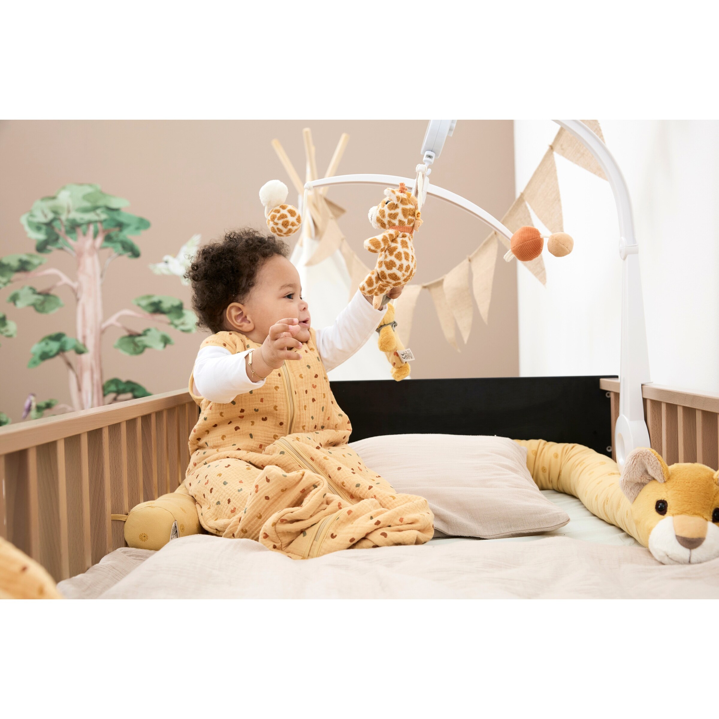 Sterntaler Ganzjahres-Schlafsack Musselin 1.0 TOG gelb / Safari