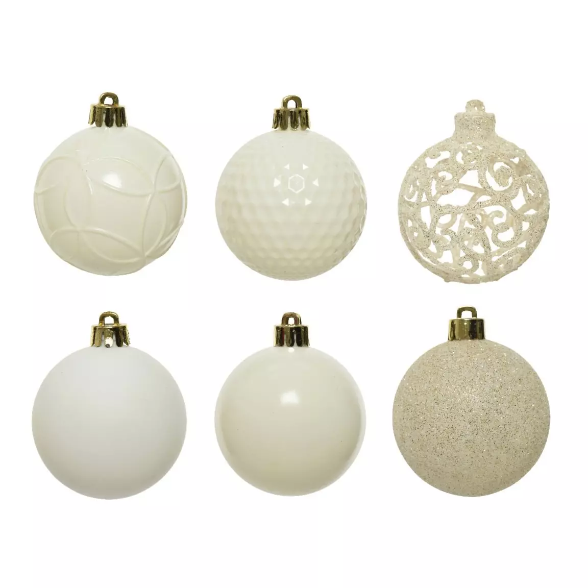 Lot de 37 boules de Noël (D60 mm) Alpine mix Blanc laine
