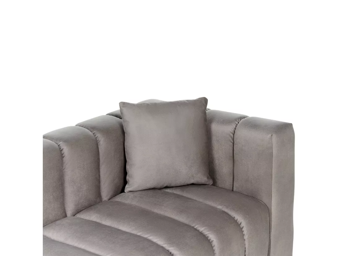 Chaise longue côté droit en velours taupe LANNILS