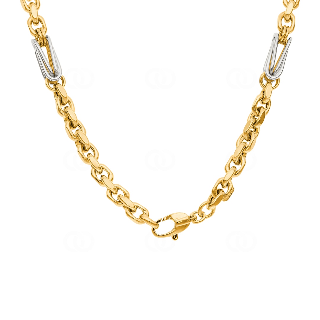 6.0mm Fantasiekette 750/18 K Gelb-/ Weissgold halbmassiv