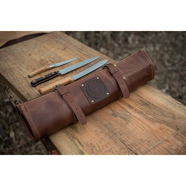 Trousse à couteaux artisanale en cuir 5 emplacements cognac Witloft