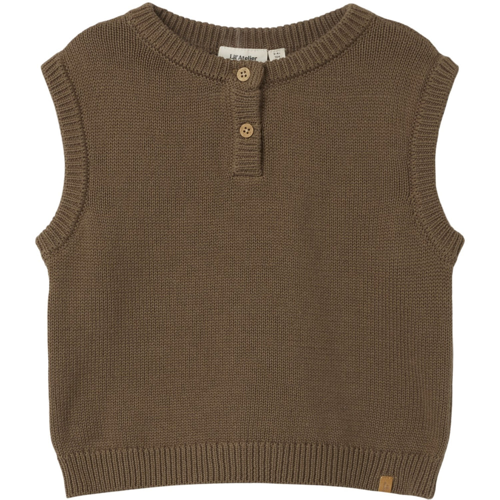 Køb Lil'Atelier Shitake Ramlo Loose Short Strik Vest | Luksusbaby