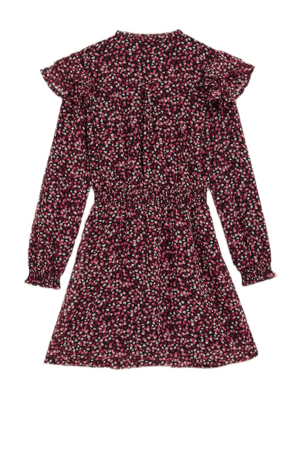 jurk met all over print zwart/rood