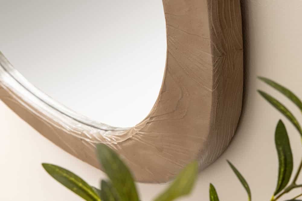Design Spiegel ORGANIC 105cm natur beige Pinienholz abgerundeter Rahmen Wandspiegel