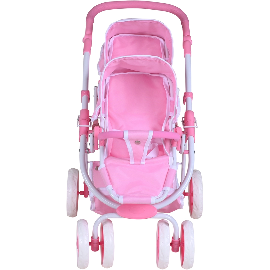 knorr toys® Zwillingspuppenwagen Milo - Princess white rose rosa