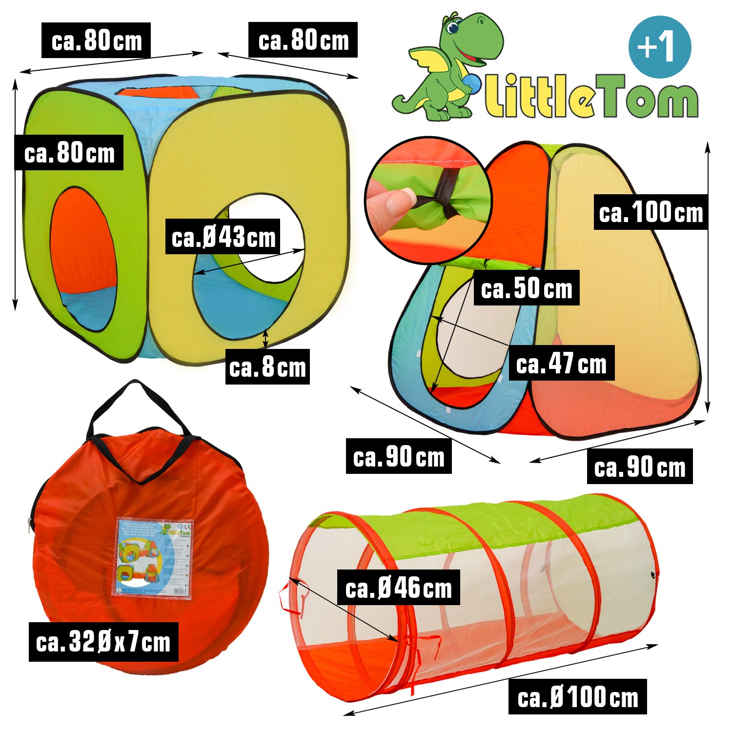 3er Bällebad Zelt 200 Baby Bälle PopupTunnel Kinderzelt Spielzelt 260x90x100cm