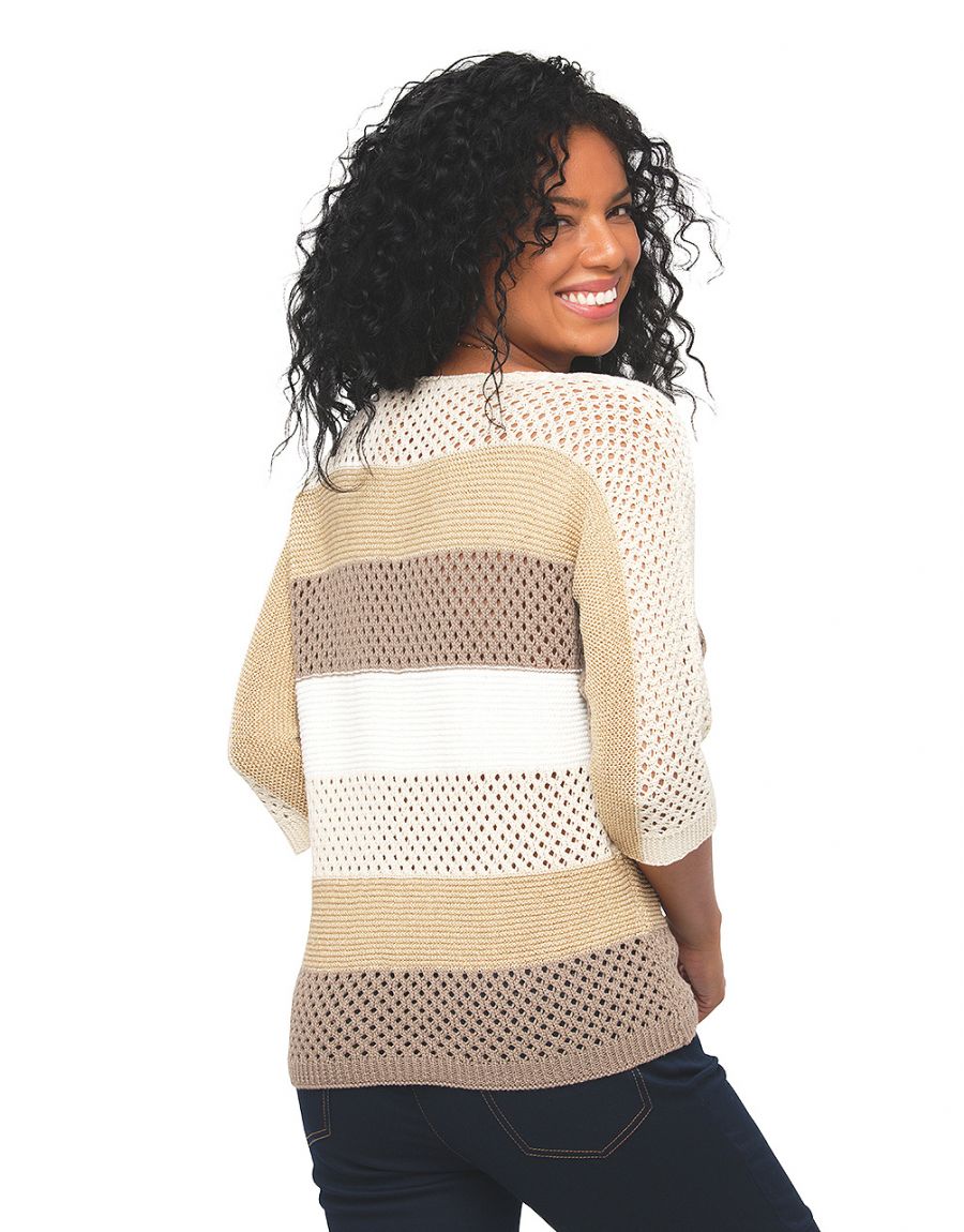 Pull maille filet beige