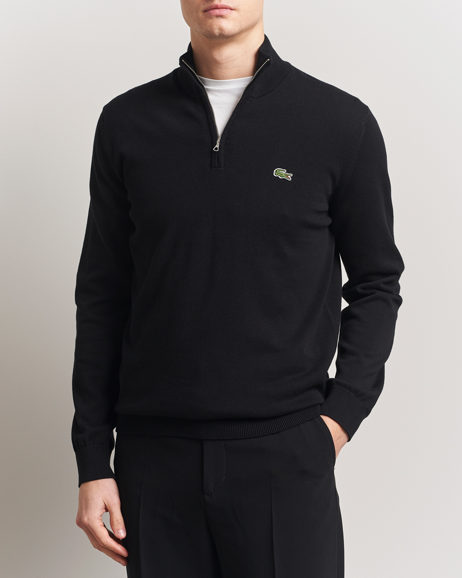 Lacoste Cotton Knitted Half Zip Black