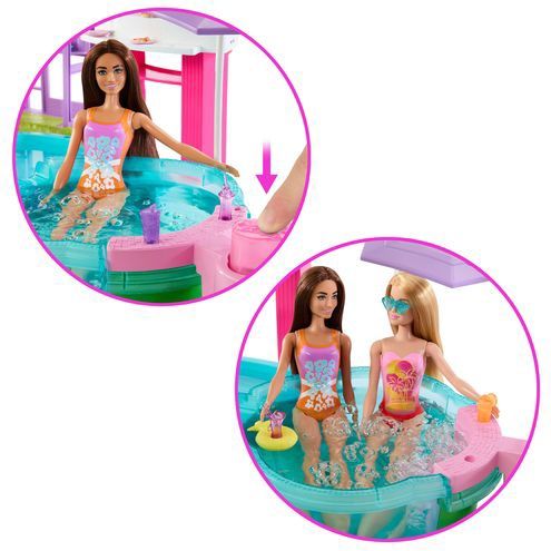 Barbie - Droomzwembad - Speelset - Met Glijbaan en Bubbelbad en Meer dan 20 Accessoires
