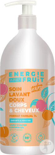 Energie Fruit Soin Lavant Doux Corps Et Cheveux Enfants Et Adultes Parfum Abricot Flacon Pompe 1l