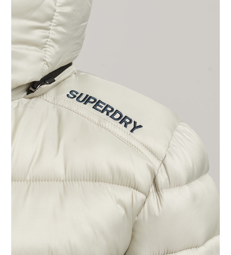 Jaqueta esportiva acolchoada leve Superdry, cinza e verde.