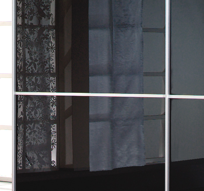 Schwebetürenschrank - seidengrau - mit Spiegel - 2 Glastüren - 203x210 cm
