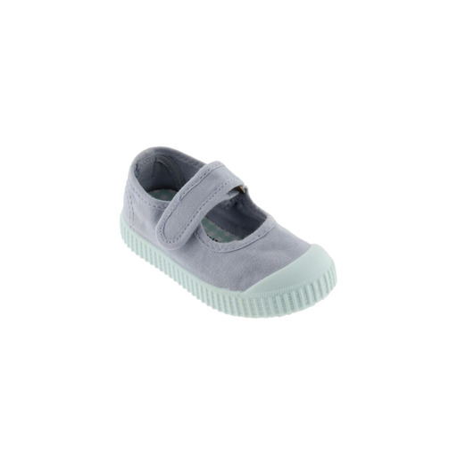 Sapatos Victoria 1915 estilo Mary Jane em lona com fecho de velcro e sola em tons pastel.