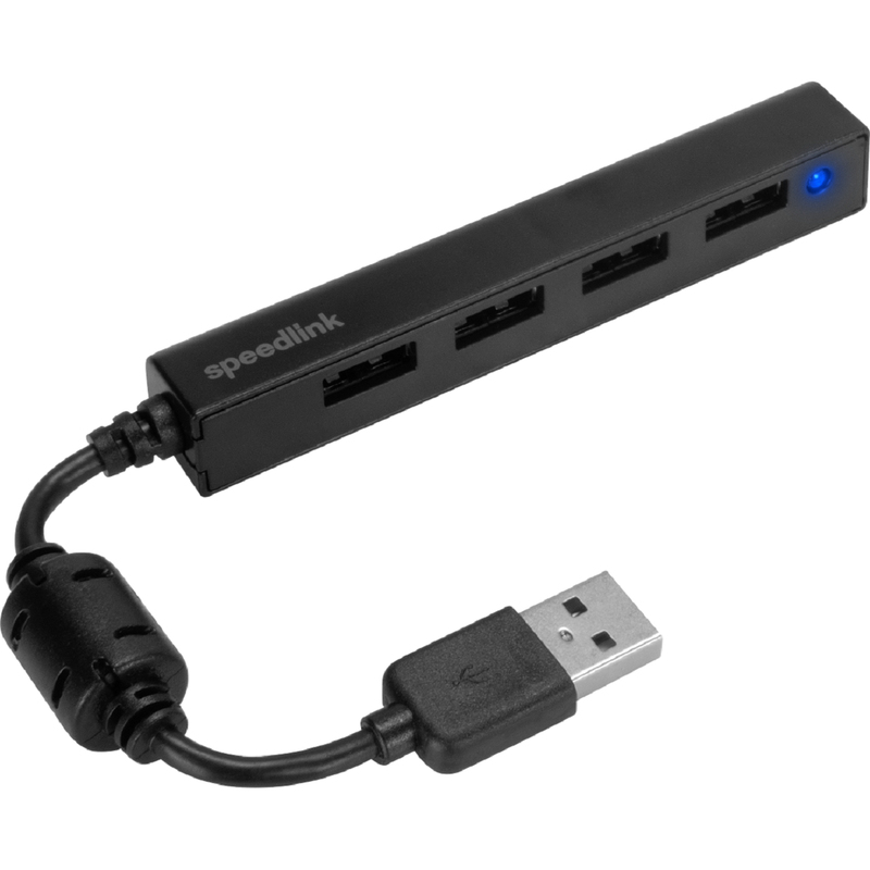 Speedlink USB Hub Snappy Slim SL140000B, 4 x USB 2.0, 4 Port, schwarz, 0.08 m