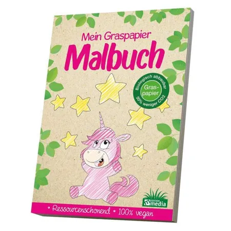media Verlag Mein Graspapier Malbuch Einhörner