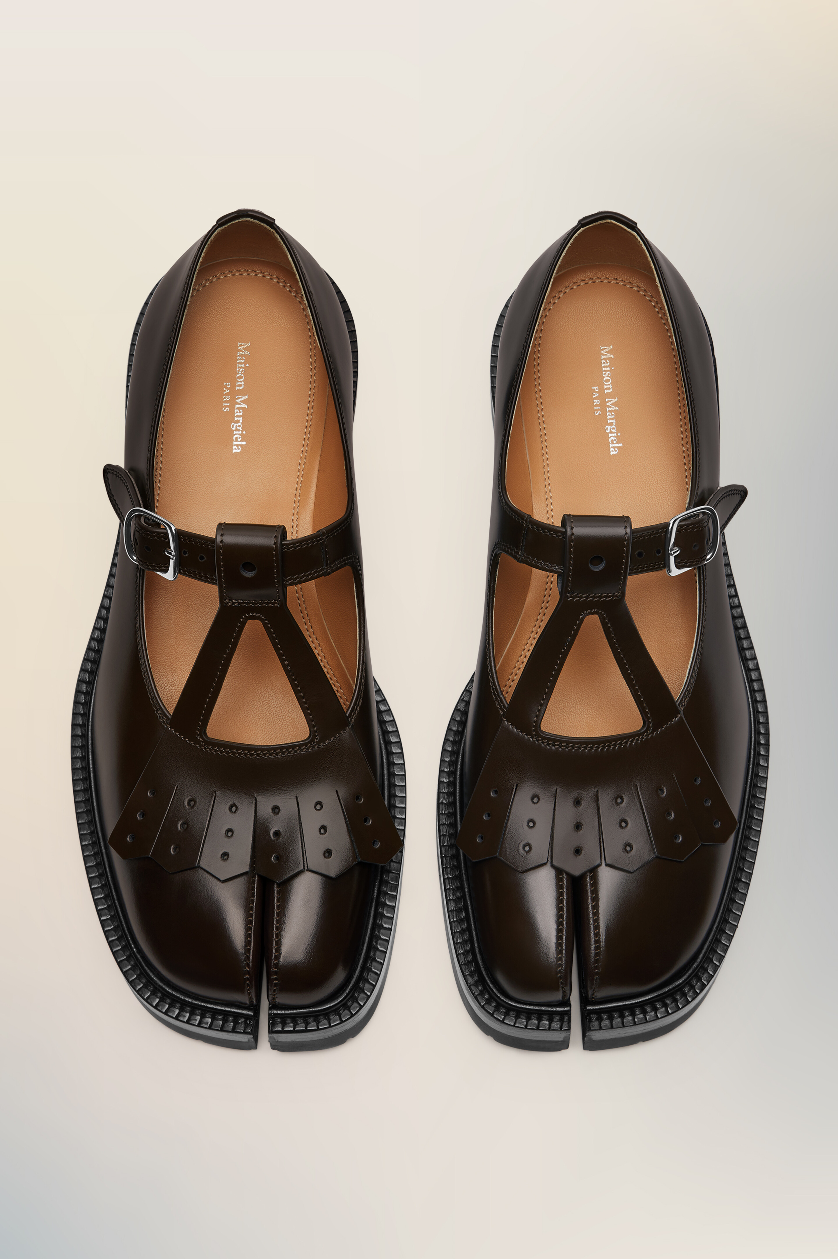 Mary-Janes Tabi Country marron en cuir pour femme Marron