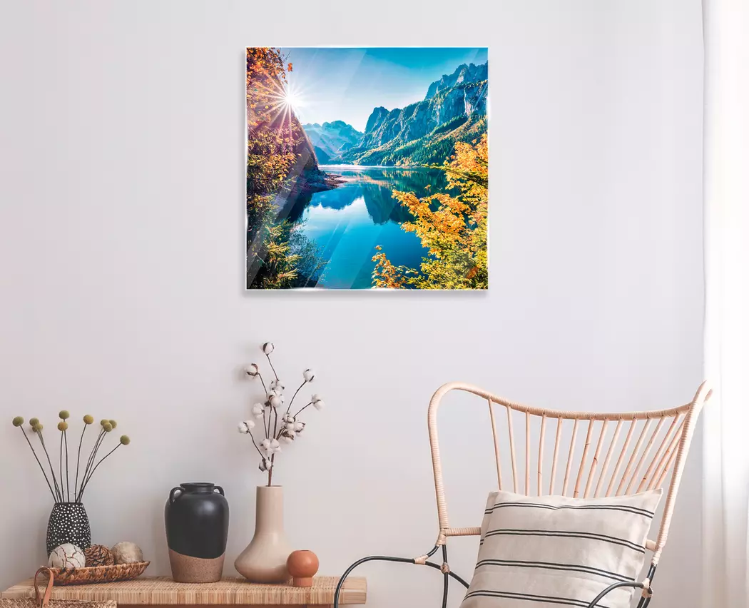 Glasbild 50 x 50 cm Vorderer Gosausee