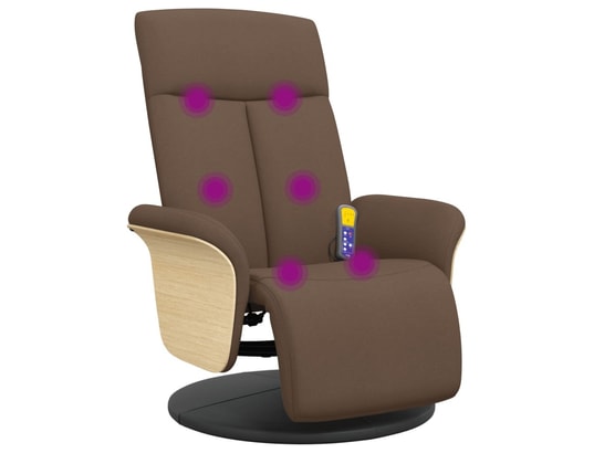 VIDAXL - Fauteuil Relaxation Fauteuil inclinable de massage avec repose-pieds marron tiss...