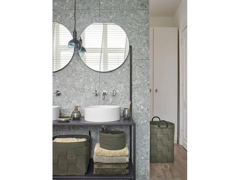 Aquanova Wäschekorb  Dix 66 l, Beige Geflochtener Wäschekorb mit Bambusgriffen