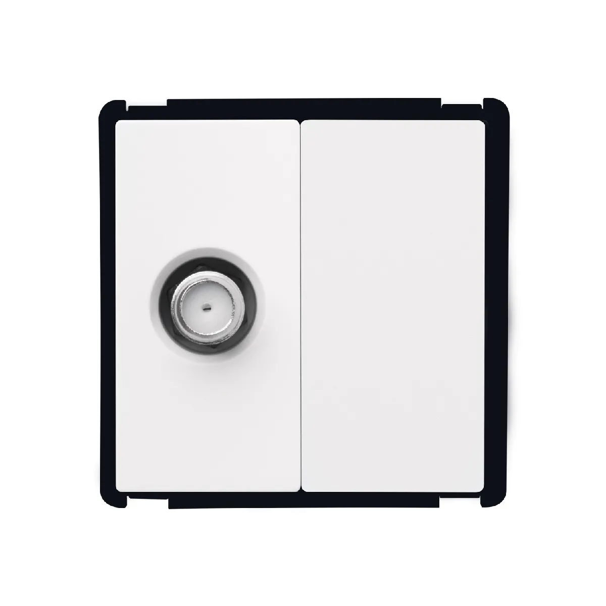 Ledkia Prise Satellite + Obturateur Modern - Blanc