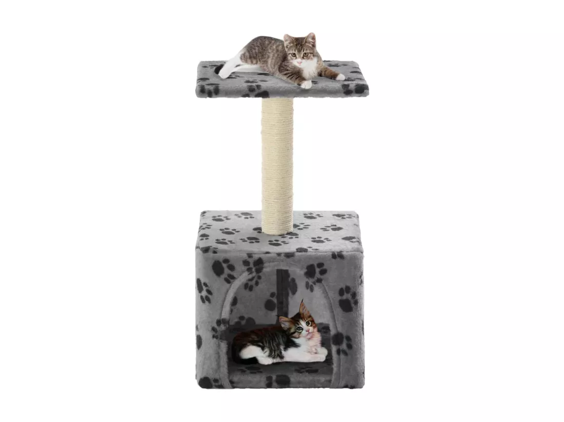 Arbre à chat avec griffoirs en sisal 55 cm Gris Motif de pattes