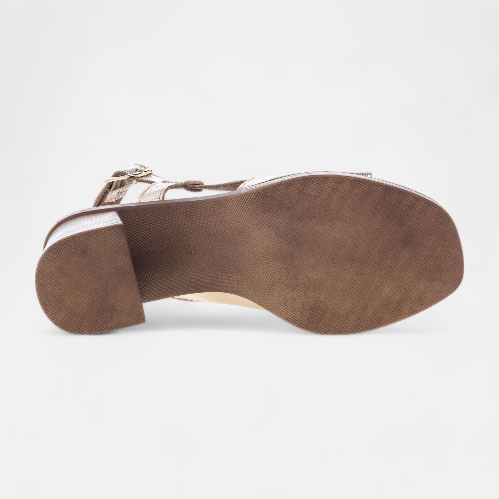 Nu-pieds à talon compensé Femme en cuir or