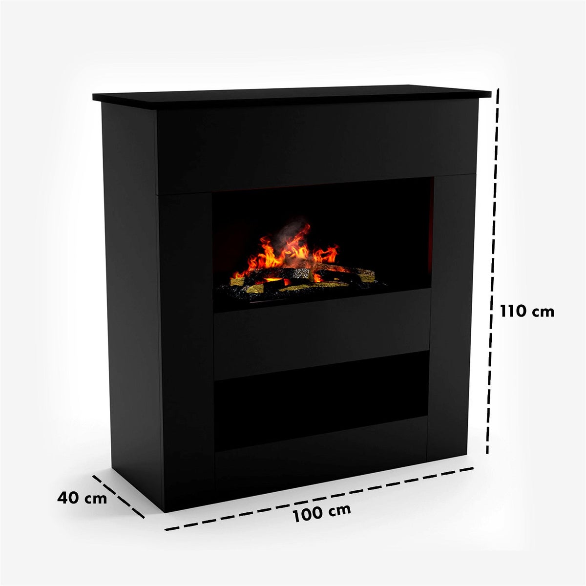 GLOW FIRE Elektrische haard 'Brecht' | Waterdamphaard met OMC 600 inclusief hout in zwart | HxBxD: 110x100x50 cm