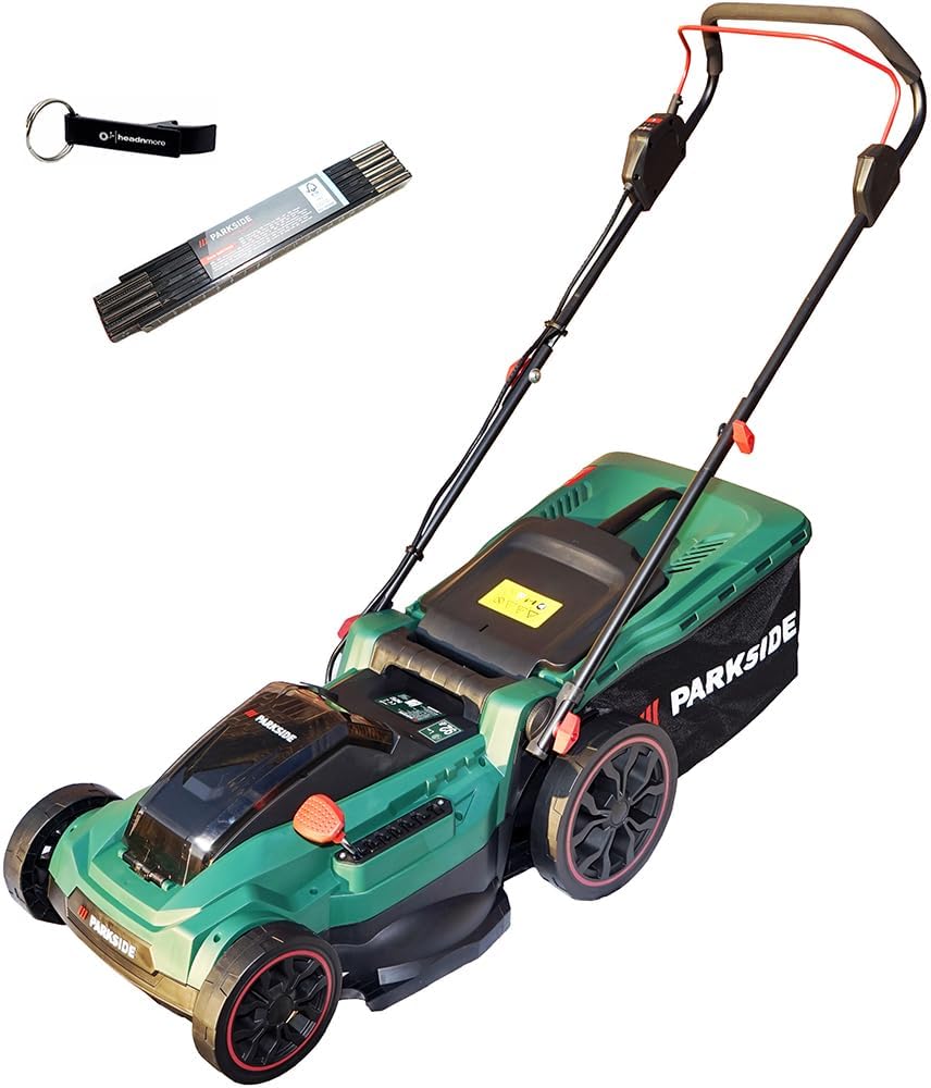 HEADNMORE® Bundle - Parkside® 40V Akku Rasenmäher PRMA 40-Li D2 (ohne Akkus) +Schlüsselanhänger +Zollstock