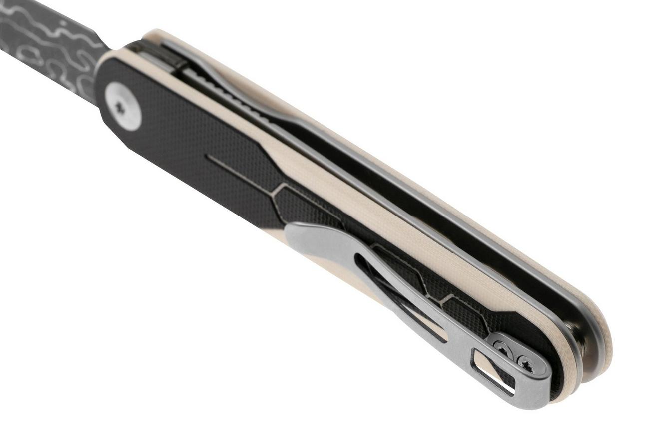 Civivi KwaiQ 23015-DS1, Damascus, Milled Ivory Black G10, zakmes