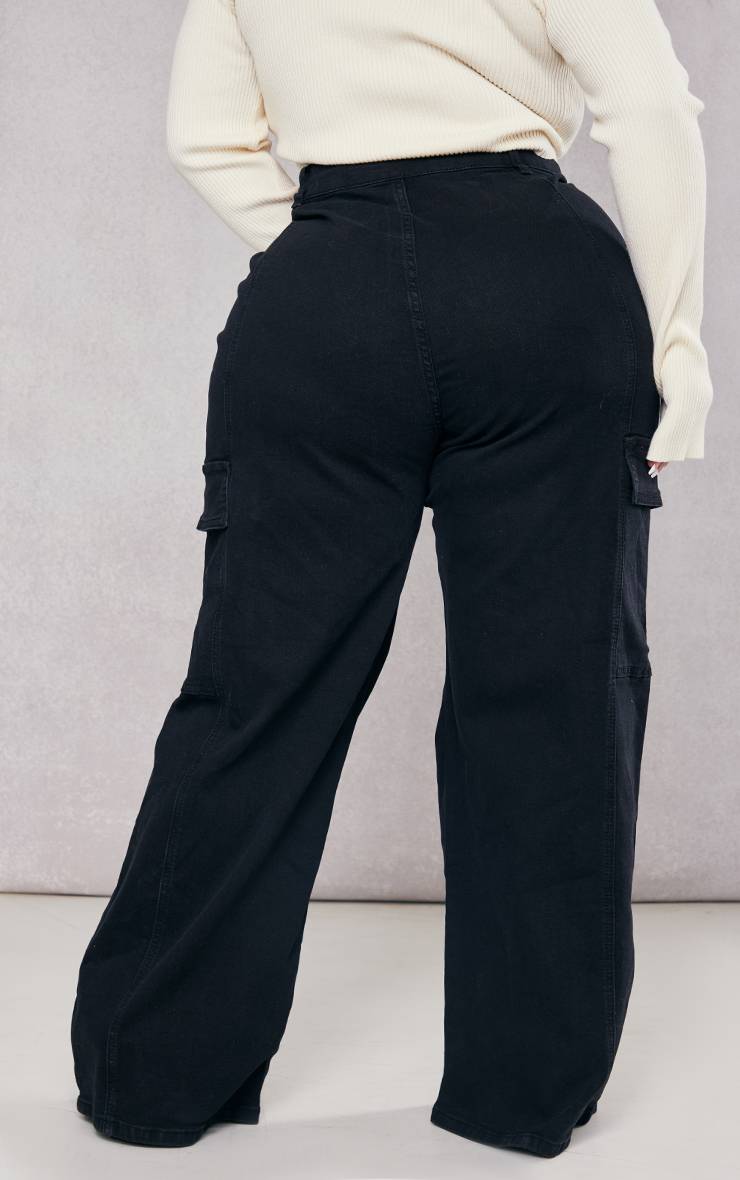 Noir Jean Cargo Large Grande Taille